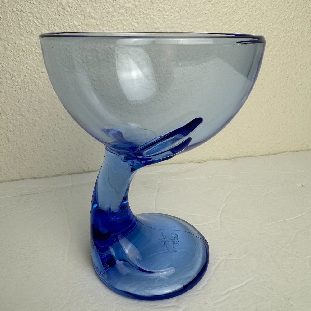 Bormioli Rocco Jerba Blue Wine Martini Glass  w/ wing Made in  Italy